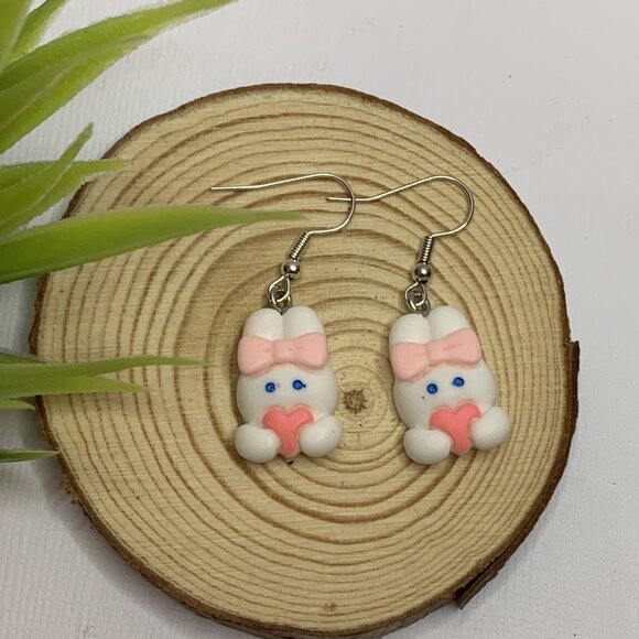 Valentine Earring, Love Earring, Bunny Earring, Easter Bunny, Gift Idea, Heart - Picture 2 of 5